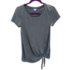 Caslon Side Tie T-Shirt Size Small‎ Gray Soft Cotton Blend Slub Knit Staple Y2K